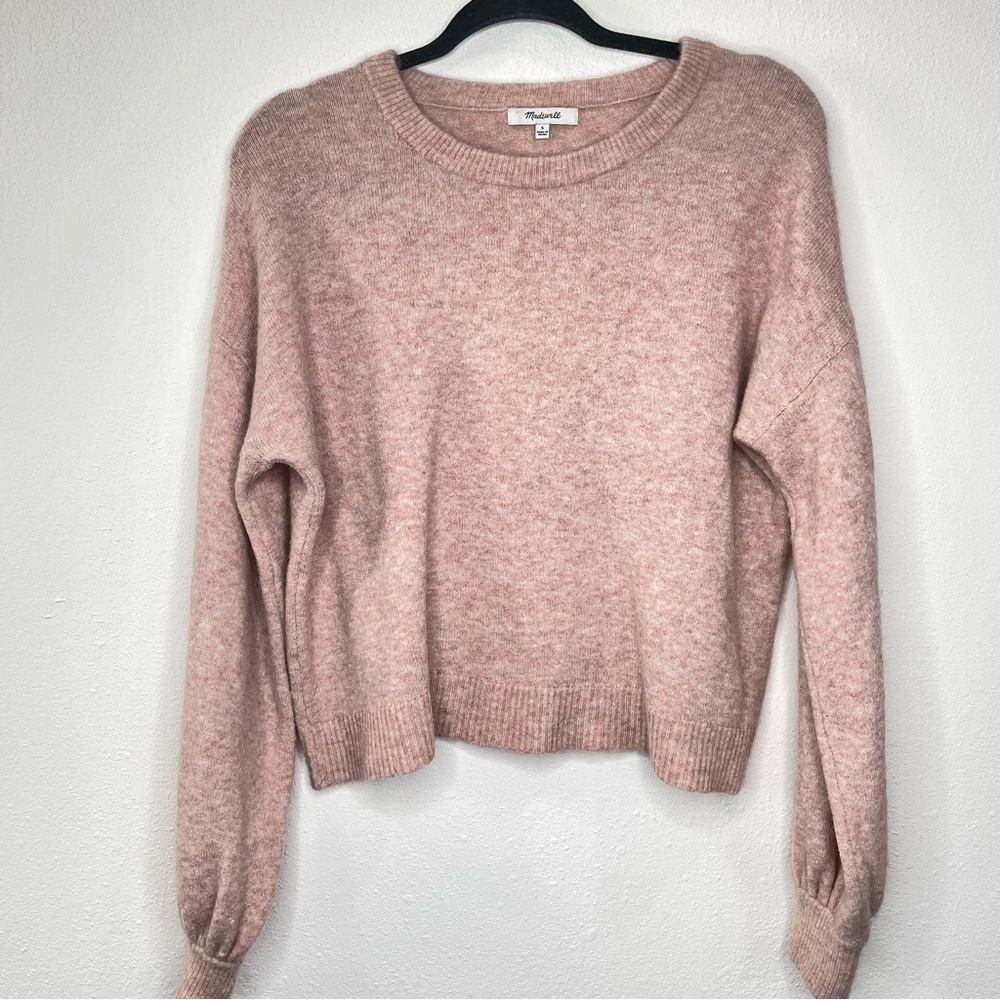 Madewell Gladwell Alpaca Wool Balloon-Sleeve‎ Pink Pullover Sweater Size S